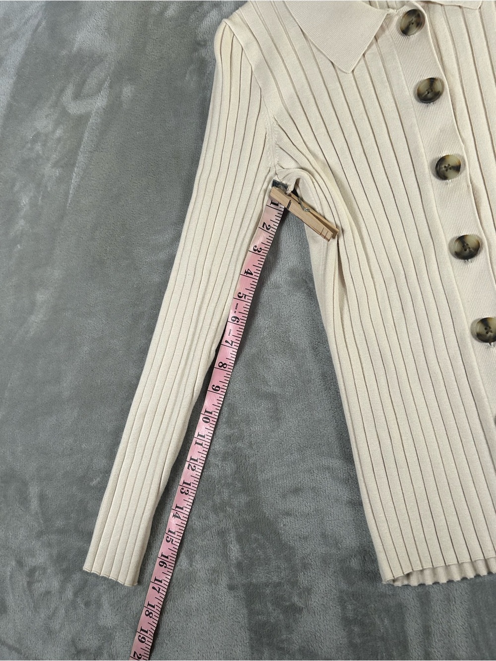 Madewell polo Cream Ribbed Button-Front Collared Sweater - Picture 8 of 12